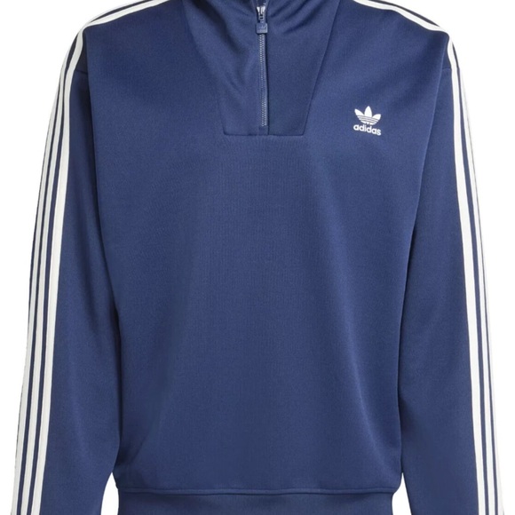NWT Adidas Funnel Neck Track Top 1/4 Zip Night Indigo Pullover Jacket Men's S - Picture 1 of 9